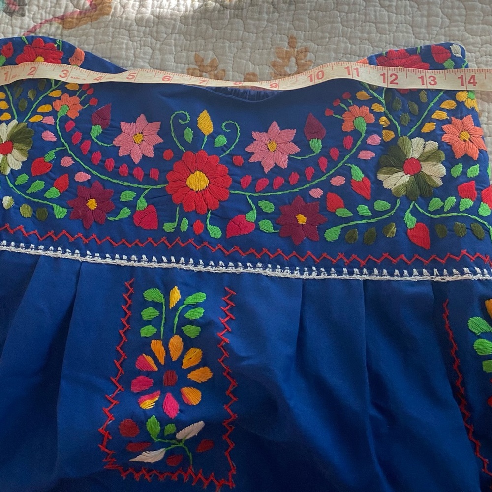 Made in Mexico Gorgeous Embroidered Strapless Small Dress Otomi - Picture 2 of 5